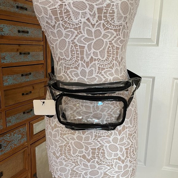 Clear/ Transparent Men's Belt Bag/ Waist Bag- Black Accents - Picture 7 of 8